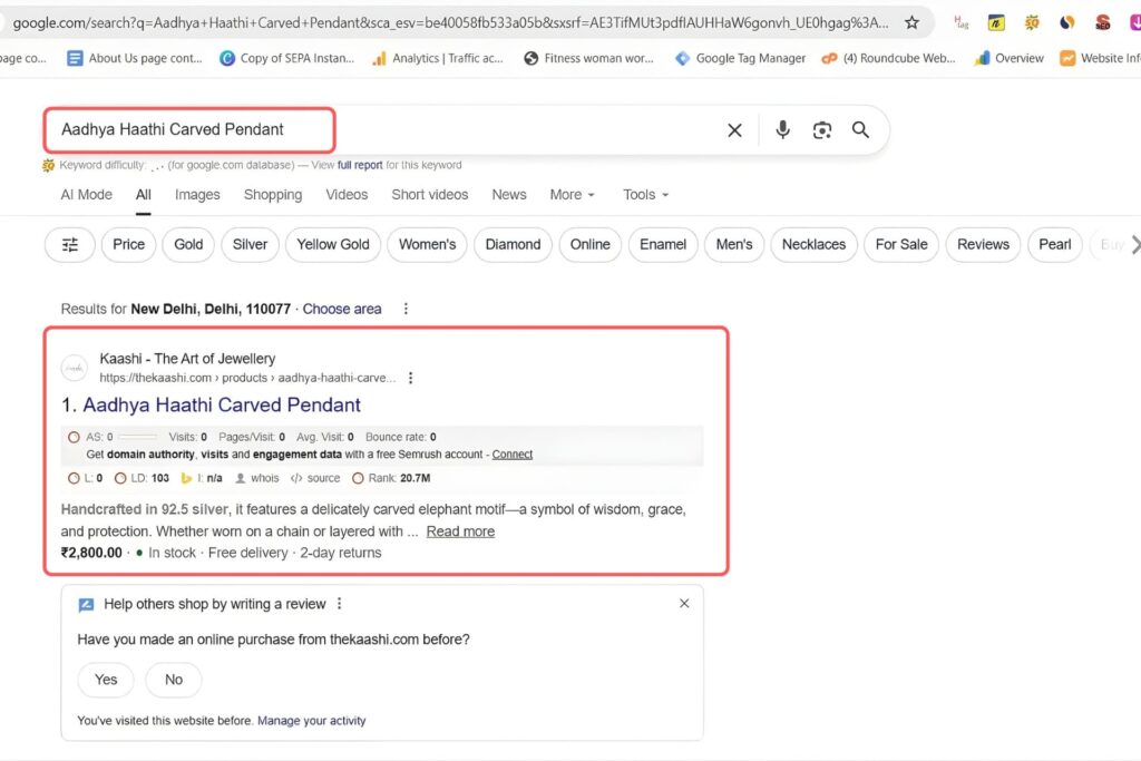 Aadhya Haathi Carved Pendant Keyword Result