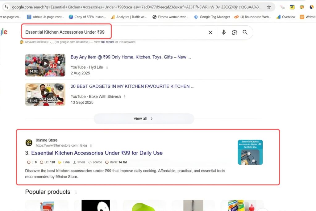 Essential Kitchen Accessories Under 299 Keyword Result