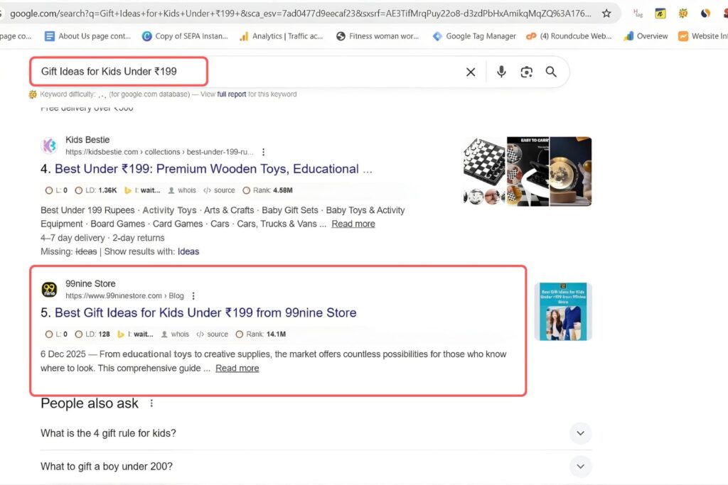 Gift Ideas for Kids Under 199 Keyword Result