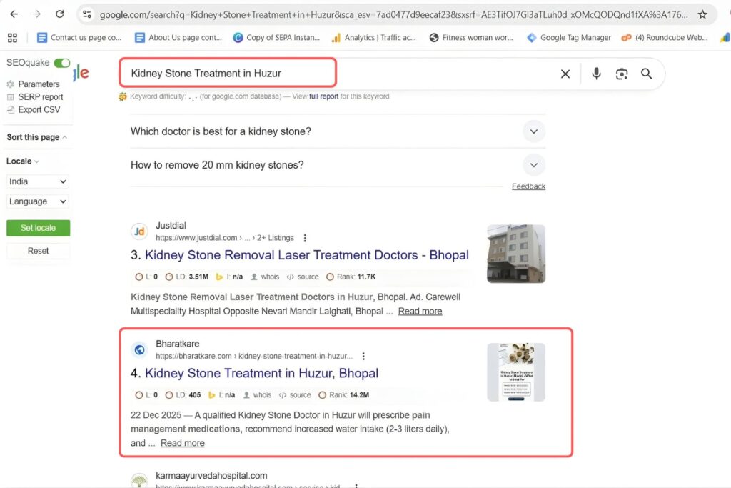 Kidney Stone Treatment in Huzur Keyword Result