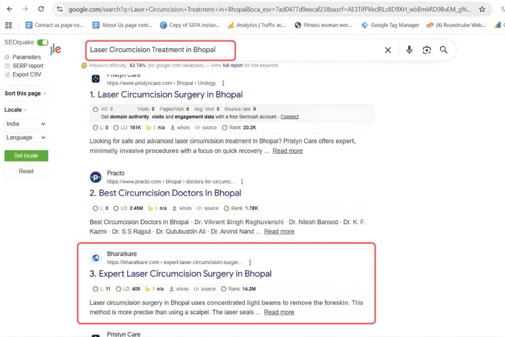 Laser Circumcision Treatment in Bhopal Keyword Result