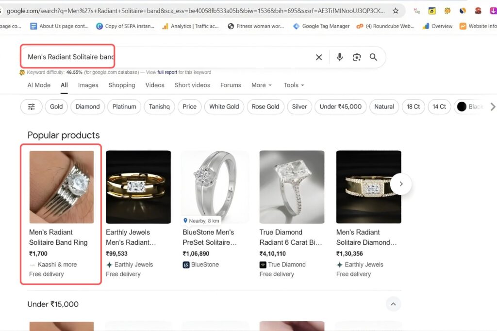Men's Radiant Solitaire band Keyword Result