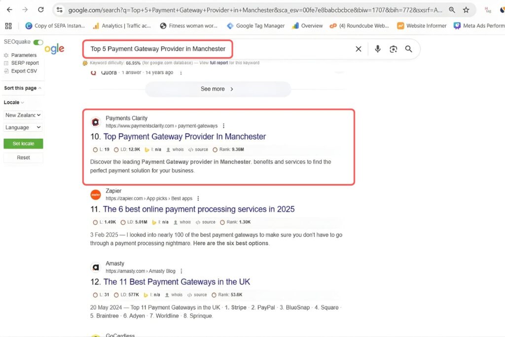 Top 5 Payment Gateway Provider in Manchester Keyword Result