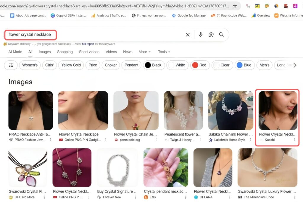 flower crystal necklace Keyword Result