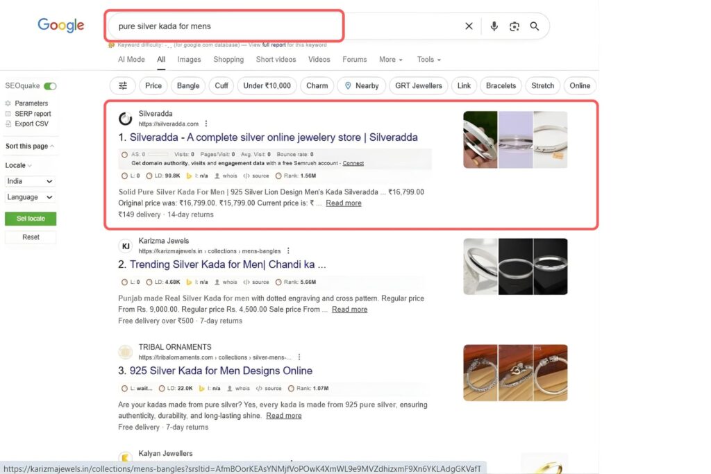 pure silver kada for mens Keyword Result