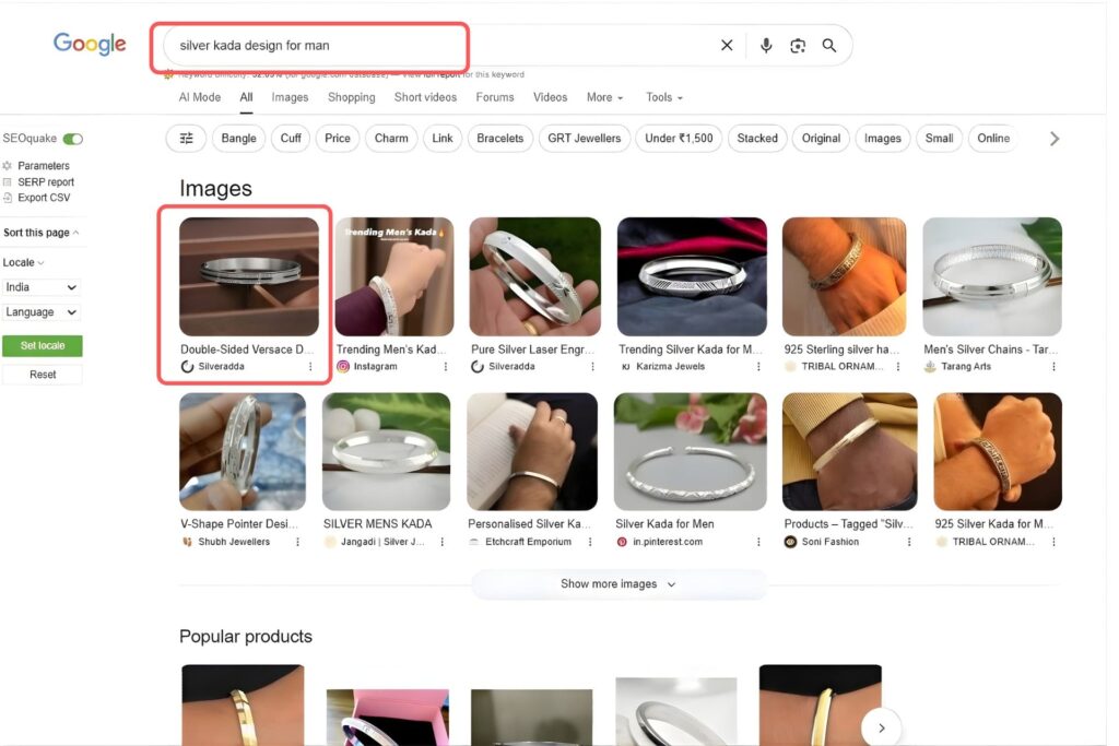 silver kada design for man Keyword Result