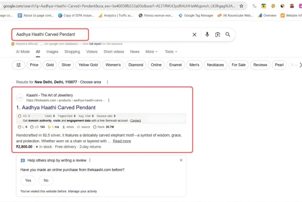 Aadhya Haathi Carved Pendant Keyword Result