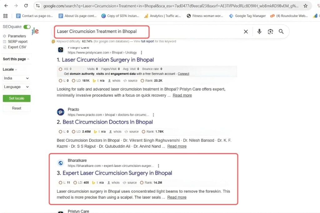 Laser Circumcision Treatment in Bhopal Keyword Result
