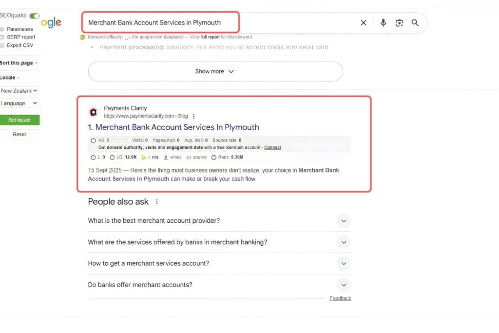 Merchant Bank Account Services in Plymouth Keyword Result
