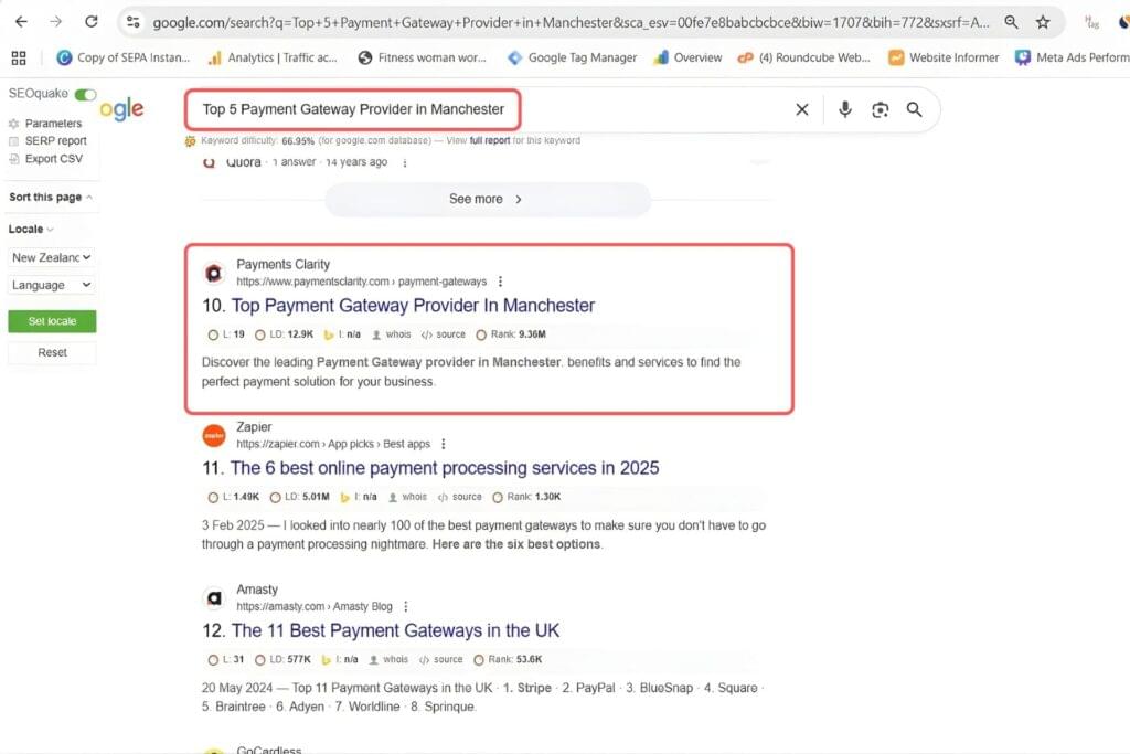 Top 5 Payment Gateway Provider in Manchester Keyword Result