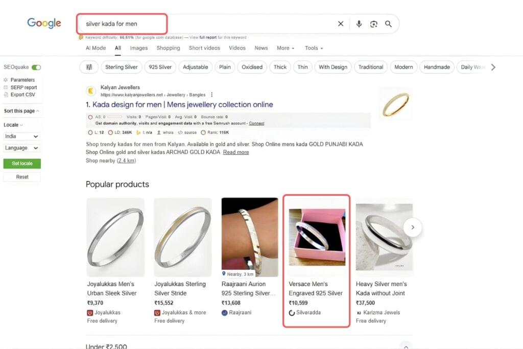 silver kada for men Keyword Result